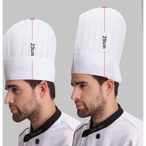 20Pcs/Lot Unisex chef hats Nonwoven High Flat Hat Restaurant Hotel Kitchen Cook Work Wear Chef Hats Disposable Caps
