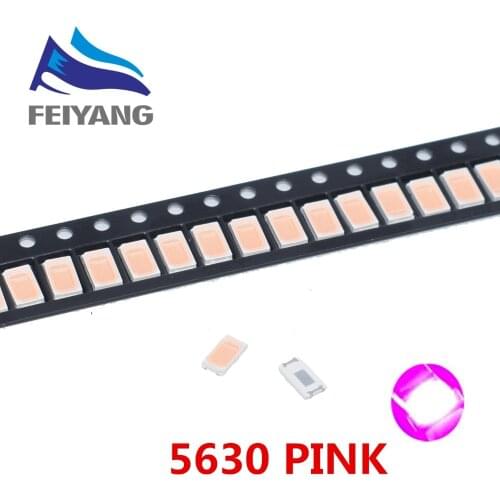100pcs SMD Chip 5730 5630 Pink LED Diode Surface Mount SMT Beads LED Light-Emitting Diode Lamp High Brightness 800-1000mcd Light