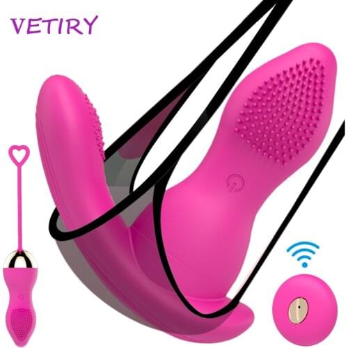 2 IN 1 Wearable Dildo Vibrator Vagina Clitoris Stimulation 7 Speeds Remote Control Sex Toys for Women Kegel Ball Vibrator