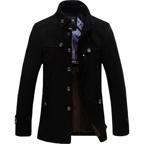 Winter Wool Jacket Men Casual Thicken Stand Collar Coats Casaco Masculino Palto Mens Windbreaker Overcoats Woolen Trench Coat