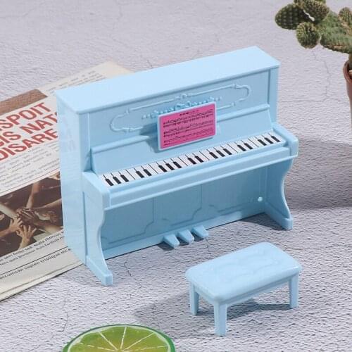 1 set New 1:12 Dollhouse Miniature Grand Piano With Stool Musical Instrument Model for Dollhouse Accessories Home Decor Toy Gift