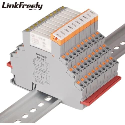 BPT-61 HF41F 5-ZS 10pcs Mini Plug-in Spring Relay 5V In 6A 250VAC/30VDC Out Ultra-thin Electronic Voltage Relay Module & Board