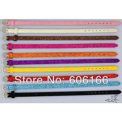 100pc/lot Glitter Spark Leather Bracelet fit 8mm Slider Letters and Charms DIY Wristbands Fashion Jewelry