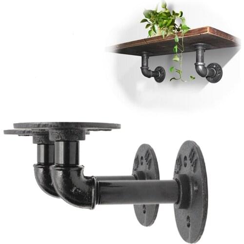 2Pcs/4pcs Black Iron Industrial Pipe Shelf Bracket Holder L Bracket Vintage Retro Wall Floating Shelf Storage Holders Home Decor