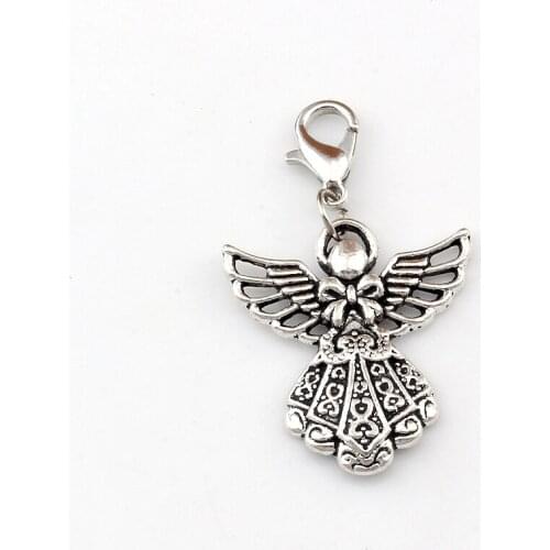 20pcs Guardian Angel Floating Lobster Clasps Religion Charm Fit Charm Bracelet DIY Jewelry 23.5x39.8mm A-495b