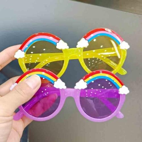 2021 Round Kids Sunglasses Boys Girls Rainbow Frames Sun Glasses Fashion Lovely Child Shading Eyewear UV400 AG12