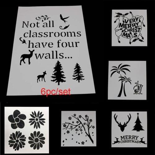 6pc Bullet Journal Stencil Festival Supplies For Painting Accessories Templates Stencils For Diy Scrapbooking Reusable Template