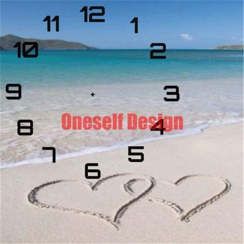 5d diamond painting clock beach heart diamond mosaic sale with clock diy frame decoration home diamond mosaic sale wall sticker