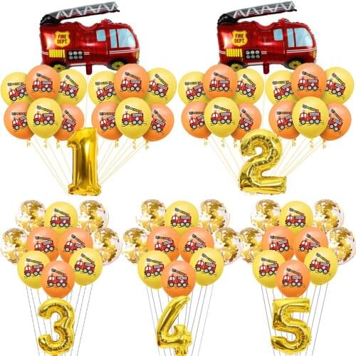 Cars Fire Truck Balloon Cartoon Latex Ballon Kids Baby Shower decor Boy Children Sam Firemen Birthday party Disposable tableware