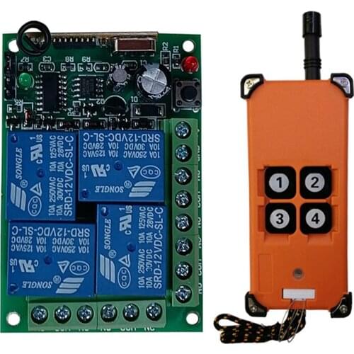 3000m DC12V 24V 4CH Radio Controller RF Wireless Remote Control Overhead travelling crane System Receiver+ number keys Remote