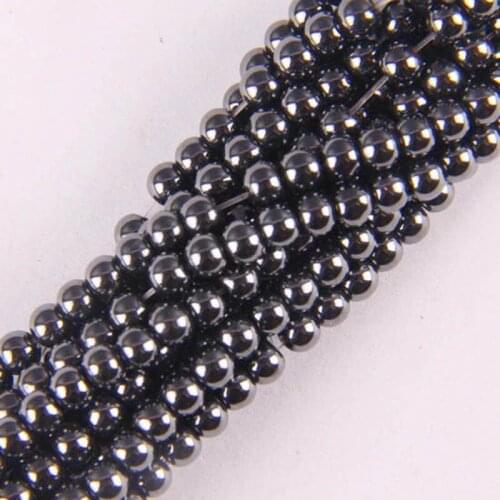 4MM Weak Magnetic Field Black Hematite Healing Loose Beads 16 Inch Jewelry For Gift Making B094