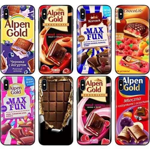 Black tpu case for iphone 5 5s se 6 6s 7 8 plus x 10 case silicone cover for iphone XR XS 11 pro MAX case chocolate food package