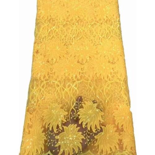 French Net Lace African Tulle Fabric Sequins French Nigerian Fabric 2021 High Quality Glitter Fabric For Wedding Dress 5Yards