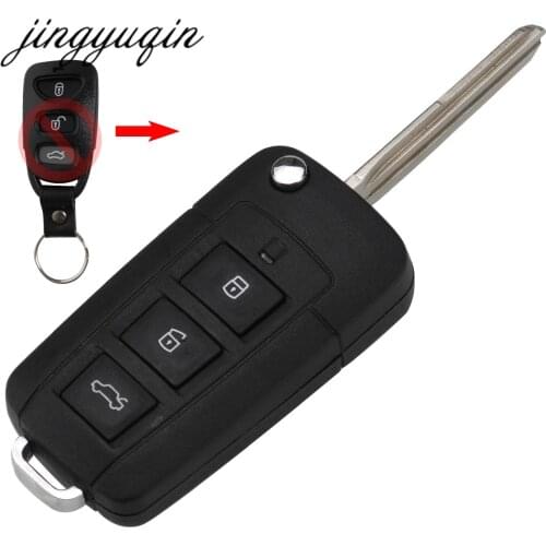 Jingyuqin 3+1 Button Modified Foldable Remote Key Shell For Kia for Hyundai Elantra Sonata Genesis Car Key Case Fob Cover