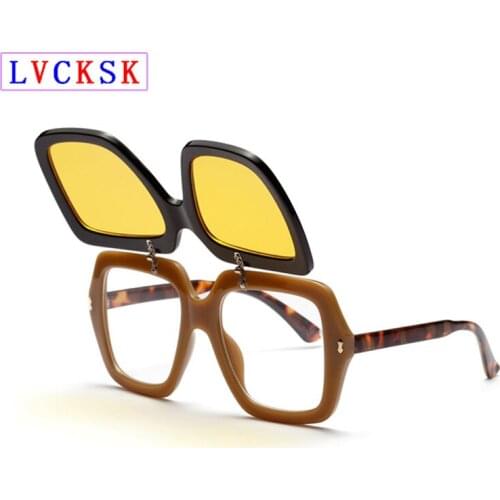 Square Sunglasses For Women Men Retro Flip Double Sun Glasses Travel Driving Night Vision Sunglasses Cover Spectacles 3Color N5