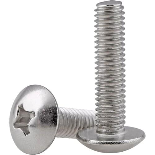 M4 M5 M6 316 Stainless Steel Large Truss Head Cross Recessed Machine Screw Mushroom Head Screw
