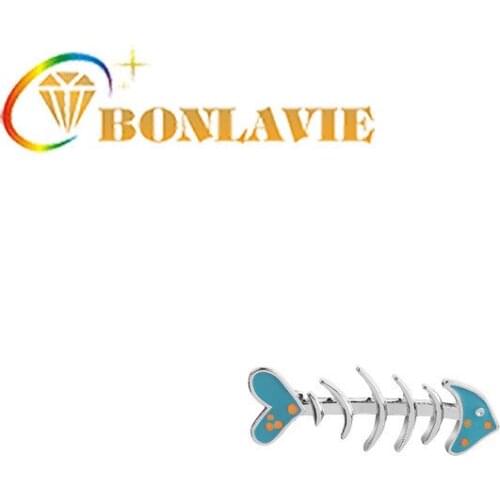 Lovely Small Fresh Cartoon Fishbone Head Oil Dripping Alloy Brooch Pins For Women&men New Pattern Clothes And Ornaments