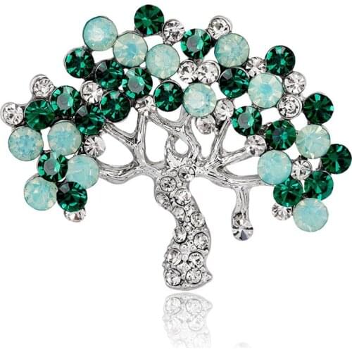 Fashion Tree Brooches Jewelry Natural Stone Retro Tree Brooch For Woman Pins Buckle Wedding Party Bouquet Vintage