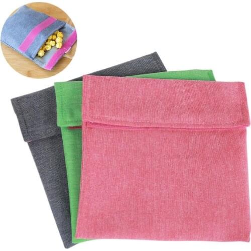 Washable Reusable Snack Bags Solid Color Magic Paste Design Bread Sandwich Lunch Bag Children Adults Portable Food Storage Pouch