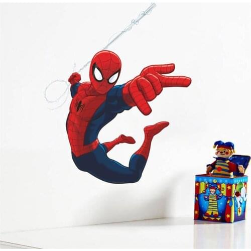 Newest marvel spiderman wall stickers for kids rooms home decor cartoon disney wall decals pvc mural art diy posters