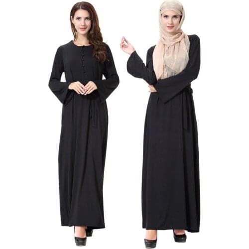 2020 new black knitted maxi muslim hijab dresses Abaya dubai moroccan turkish long sleeve islamic clothing Judea Arab Burqas