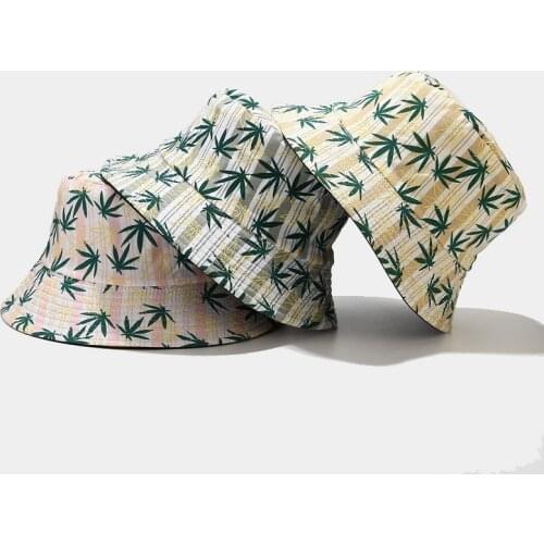 New Maple Leaf Womens Bucket Hat Reversible Fishermen Hat for Men Summer Outdoor Sun Protection Hat Foldable Unisex Panama Hat