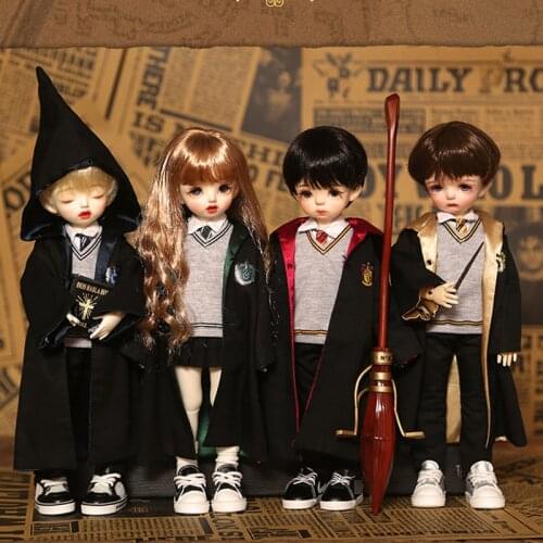 BJD baby clothes school uniform jacket+shirt+trousers+tie+sweater magic suit magic wand scarf for1/6 yosd SD DD doll clothes