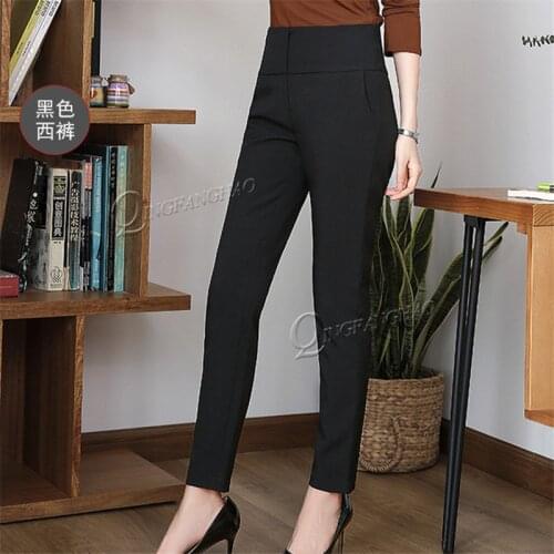 Autumn and winter Korean professional womens pants overalls matching high waist pants suit pockets GS