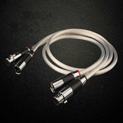 Pair HiFi 5NOCC Single Crystal Silver XLR Balance Cable Carbon Fibre XLR Plug