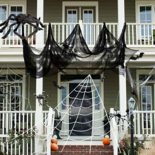 Spider Webs Halloween Scary Party Scene Props White Stretchy Cobweb Spider Web Horror Halloween Decoration For Bar Haunted House