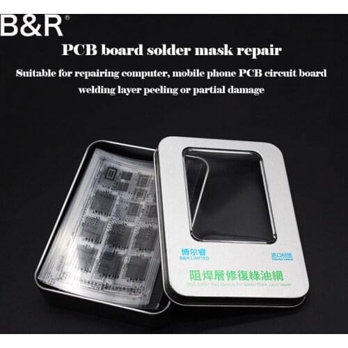 B&R BGA Solder Mask Repair Green Oil Net for Phone Computer PCB Circuit Board BGA Chip Stencils for The Soder Mask Ink Tools