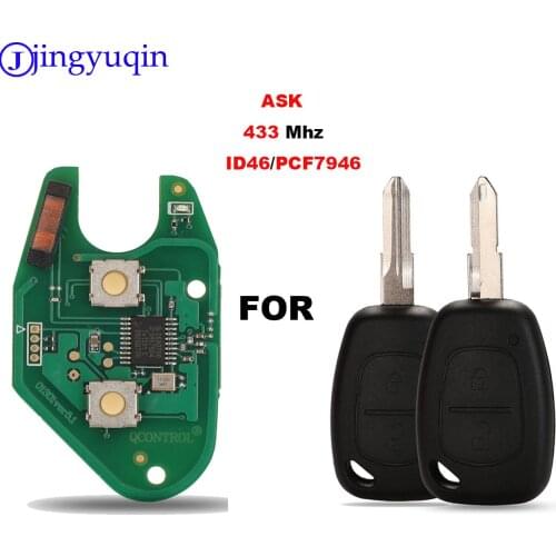 Jingyuqin 1 Button Car Remote Key Control Board Only For Renault Master Kangoo Clio Twingo PCF7946 ID46 Chip 433MHZ