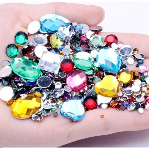 Mix Sizes Round Acrylic Crystal AB 1000pcs Non-Hotfix Flat Back Rhinestones Nail Art Stones For Strass Decorations