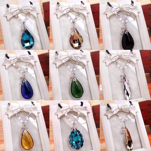 Luxury big stone pendant necklace beads chain water drop design long necklaces fashion exaggerate jewelry #NL090