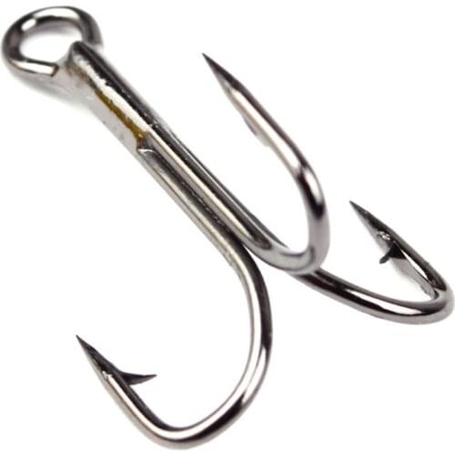 50Pcs/lot 2# 4# 6# 8# 10# Fishing Hook High Carbon Steel Treble Overturned Hooks Fishing Tackle Round Bend Treble Saltwater Bass