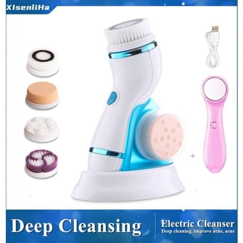 4 in 1 Face Cleansing Brush Silicone Facial Brush Deep Cleaning Pore Cleaner Face Massager Skin Care Waterproof Facial Brush