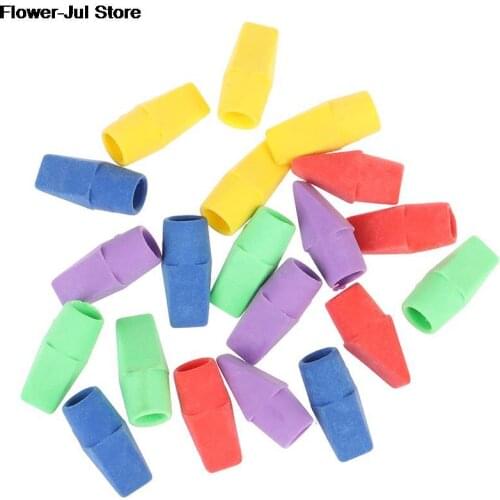 20PC Erasers Pencil Top Eraser Caps Chisel Shape Pencil Eraser Toppers Student Painting Correction Supplies Stationery