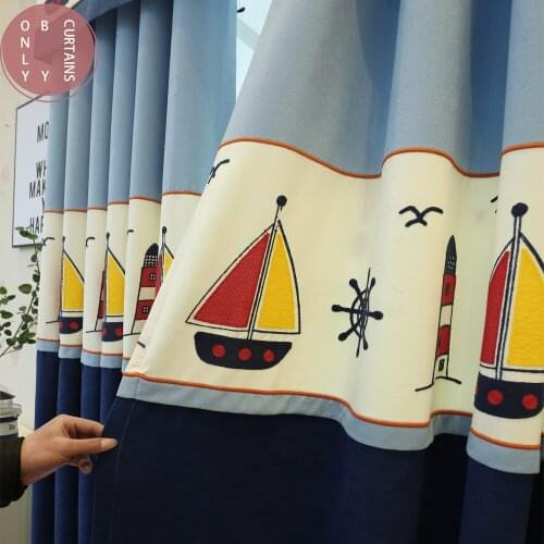 Childrens Room Cartoon Splicing Printing Blackout Curtains Fashion Simple Modern Style Curtains