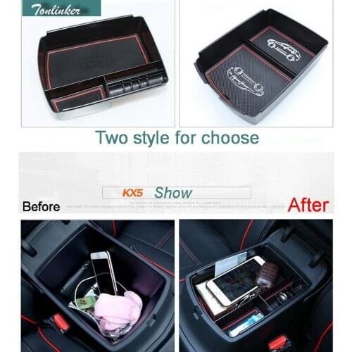Tonlinker Interior Armrest storage Stowing Tidying Cover Case Sticker for KIA KX5 2016 Car Styling 1 PCS ABS Plasti Mouldings