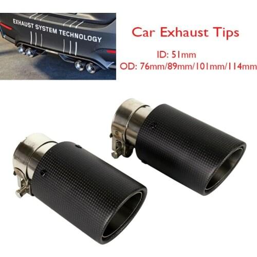 Universal Auto SUV Car Exhaust Tips Muffler Carbon Fiber Exhaust Pipe Straight Car Tips 51mm Inner 76mm 89mm 101mm 114mm Outlet