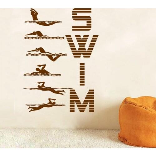 Water Sports Swimming Pattern Vinyl Wall Sticker Funny Creative Art Decals For Swimming Pool Gym Home Living Room Decoration