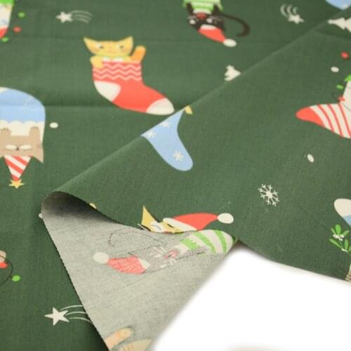 Booksew Green Christmas Decorations Twill Fabrics by the Meters Designer Print Cotton Apparel Patchwork for Baby Sheet Sewing