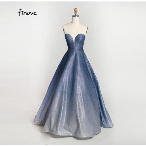 Finove Evening Dress Long 2020 New Reflective Dress Simple Strapless Sequins Party Ball Gown For Lady Floor Length Plus Size