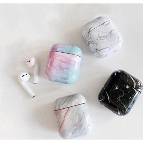 Marble Pattern Hard PC Earphone Protective Case For Apple Airpods 1 2/AirPods Pro 3,Drop-resistant Headphones Storage Cover Case