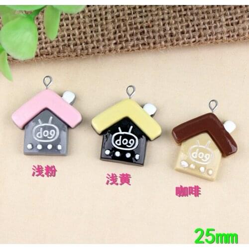 10pcs 25MM DIY resin dog house charms kennel kawaii flatback cabochon sticker resin craft jewelry making ornament scrapbooking