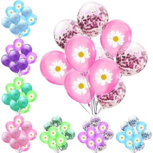 10pcs 12inch Daisy Sequin Confetti Latex Balloons Multicolour Sunflower Balls Birthday Wedding Party Supplies Decorations