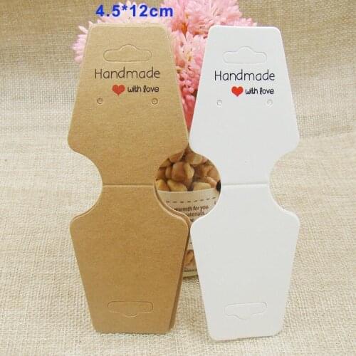 100pcs per lot White /kraft handmade necklace jewelry dispaly card with love printed for necklace head holder display show