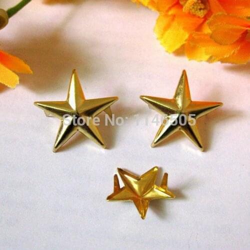 120pcs/lot 20mm,Gold Studs Pentagram Spots Punk Rock DIY metal Spikes Bag Shoes Bracelet Clothes spikes and rivet