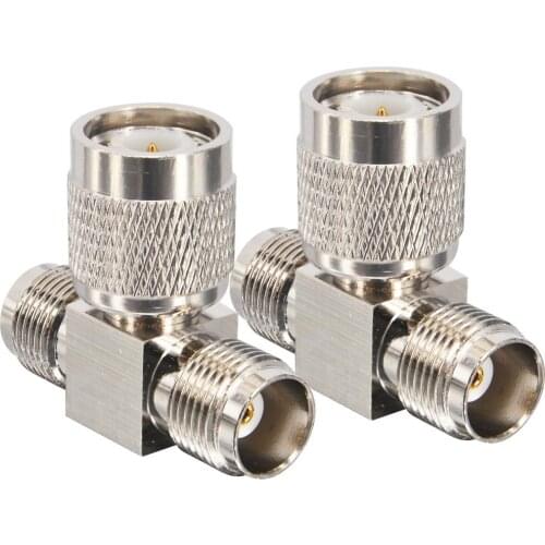 2 Pieces TNC Male Female Connectors TNC Male to Double Female T Type TNC Coaxial Connectors RF Coax Connector