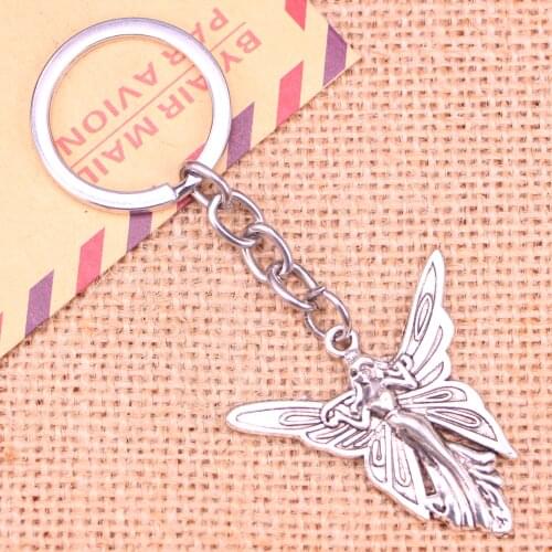 20pcs New Fashion Keychain 38*37 mm butterfly angel Pendants DIY Men Jewelry Car Key Chain Ring Holder Souvenir For Gift